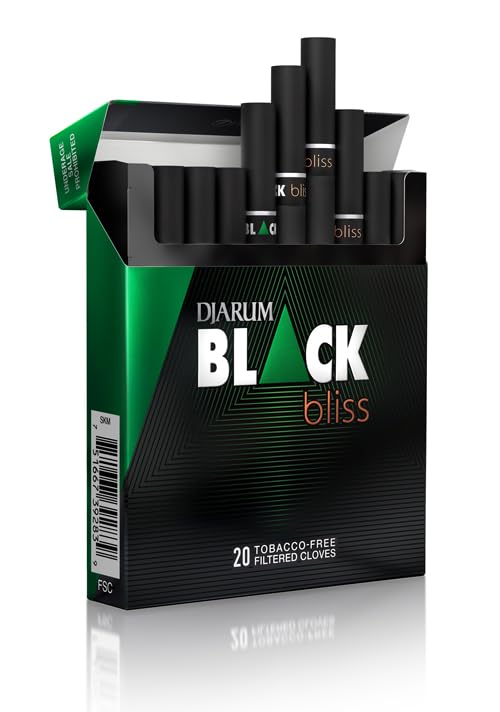 Djarum Black Bliss Emerald Tobacco & Nicotine Free Clove Filtered Cigarettes - 1 Box of 20 incl. Frugal Smoker Sticker